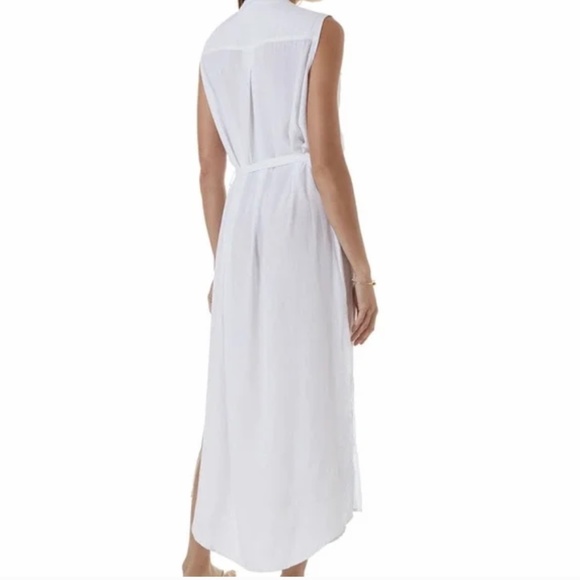 NWT ❤️Melissa Odabash Long Shirt Dress/ Coverup White  Size Large,Viscose - Picture 2 of 6